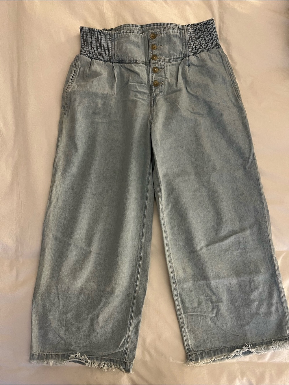 Free People Light Blue High-Waist Wide Leg Jeans